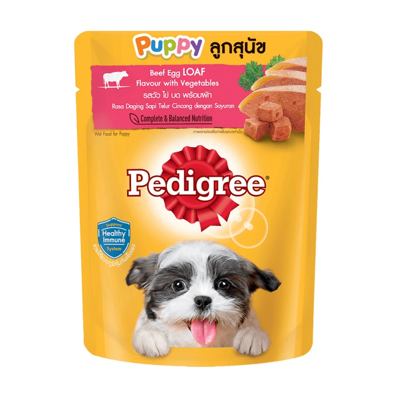 Thức ăn cho chó con dạng sốt Pedigree - Vị bò, trứng & rau túi 80g 
