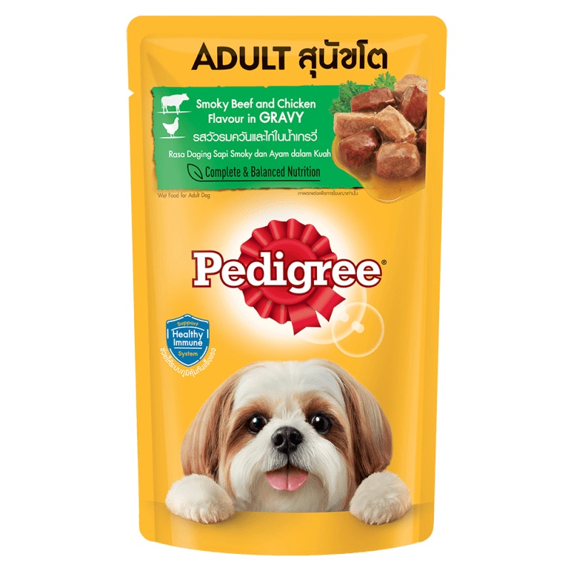 Thức ăn cho chó lớn dạng sốt Pedigree - Vị bò xông khói & gà nấu sốt túi 130g 